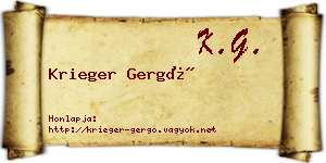Krieger Gergő névjegykártya